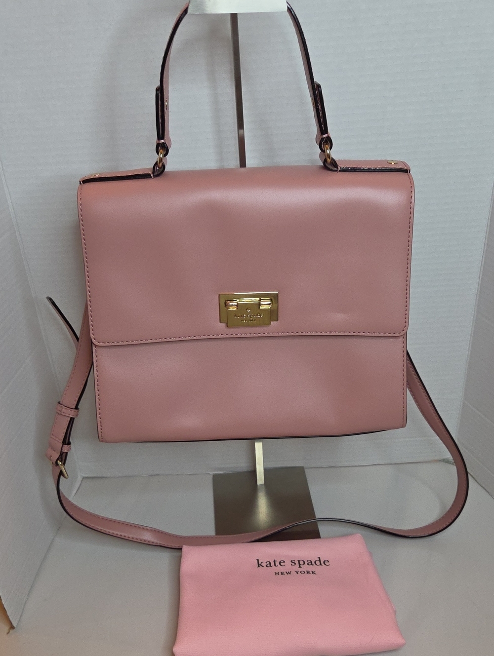 kate spade pink leather structured satchel with gold hardware